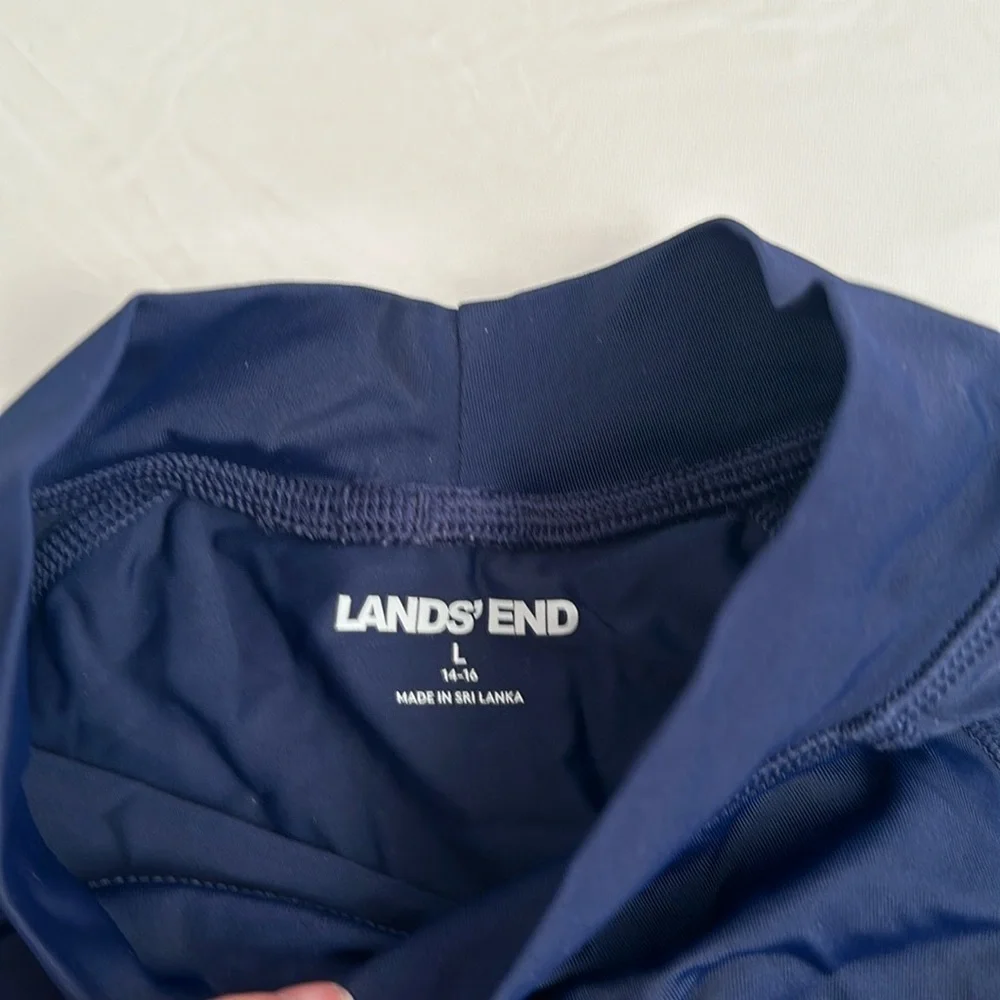 Lands End long sleeve navy blue rash guard L 14-16